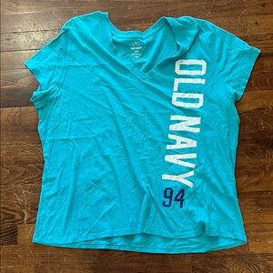 Old Navy Turquoise V-Neck Tee